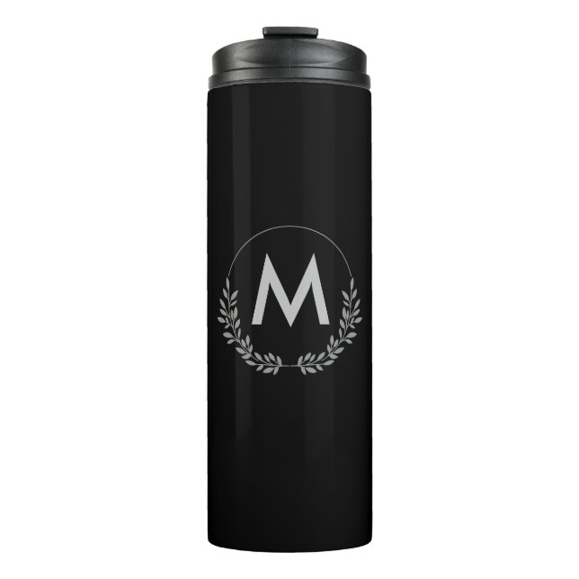 Simple Elegant Black & White Monogram  Thermal Tumbler (Front)
