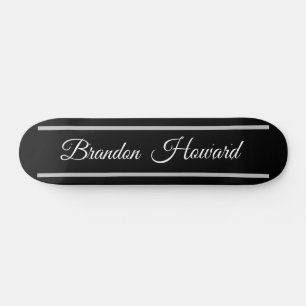 Simple Elegant Black White Name Custom Skateboard
