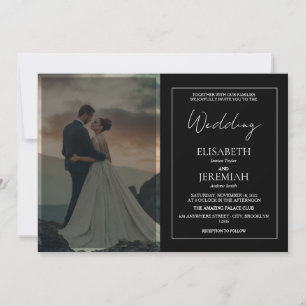 Simple Elegant Black & White Overlay Photo Wedding Invitation