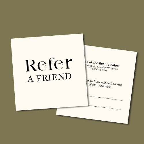 Simple Elegant Black White Referral Card