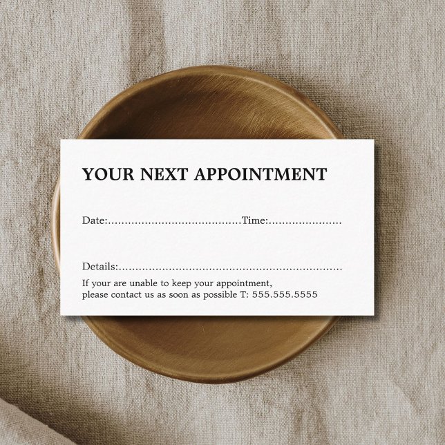 Simple Elegant Black White Salon Appointment Card (Creator Uploaded)