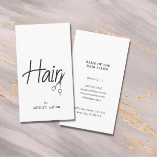 Simple Elegant Black White Scissors Hairstylist Business Card