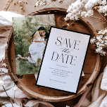 Simple Elegant Black White Script Photo Save The Date<br><div class="desc">Simple Elegant Black White Script Photo Save the Date features a bold solid border,  surrounding modern type that includes calligraphy script.</div>