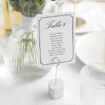 Simple Elegant Black White Seating Chart Table Number<br><div class="desc">Add a touch of timeless sophistication to your big day with this minimalist black and white wedding seating chart table number. Designed to coordinate beautifully with your elegant wedding stationery suite, this design is the perfect blend of classic and modern. It features a crisp white background, a thin black border...</div>