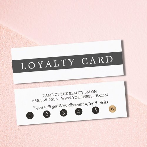 Simple Elegant Black White Stripes Beauty Loyalty Card