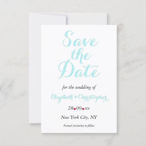 Simple Elegant Black White Teal Wedding Engagement Save The Date