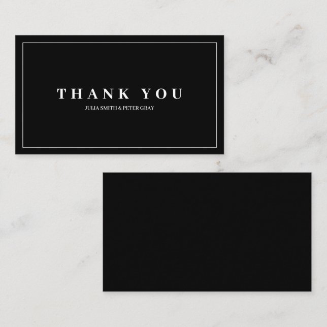 Simple & Elegant Black & White Thank you Card (Front/Back)