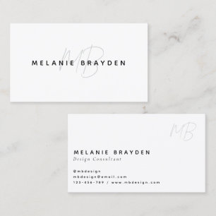 Simple Elegant Black White Two Monogram Business Card