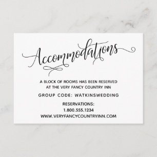 Simple, Elegant Black White Wedding Accommodations Enclosure Card