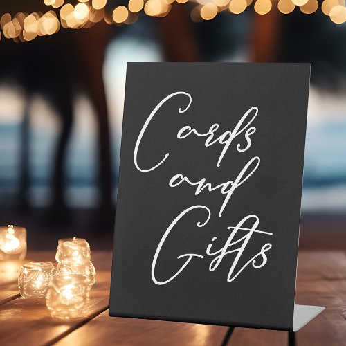Simple Elegant Black White Wedding Cards Gifts Pedestal Sign
