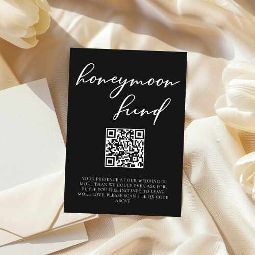 Simple Elegant Black White Wedding Honeymoon Fund Enclosure Card
