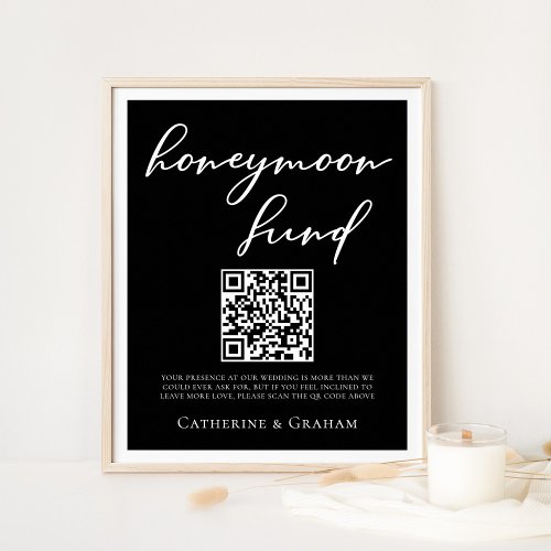 Simple Elegant Black White Wedding Honeymoon Fund Poster