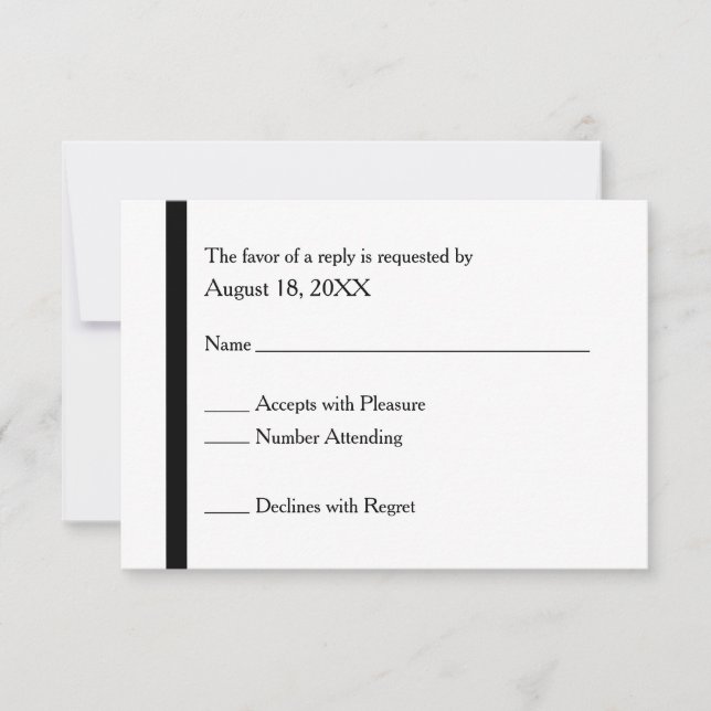 Simple Elegant Black & White Wedding RSVP Cards (Front)