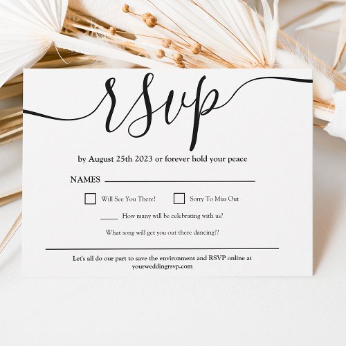 Simple elegant black white wedding rsvp  invitation