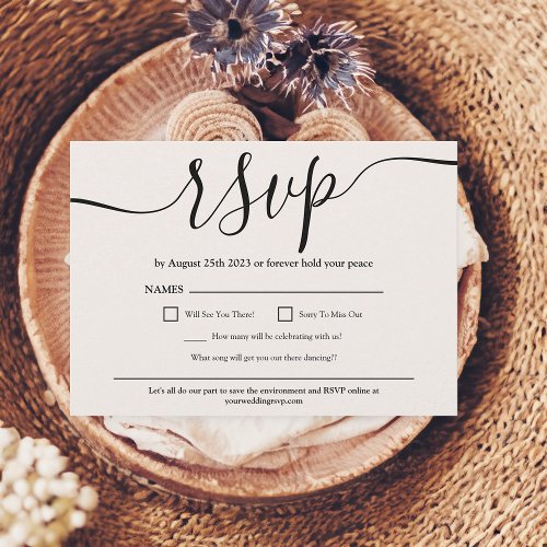 Simple elegant black white wedding rsvp  invitation