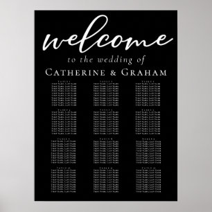 Simple Elegant Black White Wedding Seating Chart