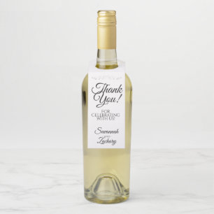 Simple Elegant Black & White Wedding Thank You Bottle Hanger Tag