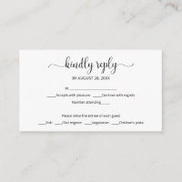 Simple elegant black wording wedding rsvp
