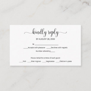 Simple elegant black wording wedding rsvp enclosure card