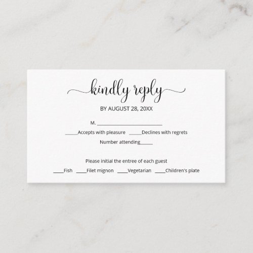 Simple elegant black wording wedding rsvp enclosure card