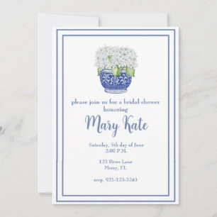 Simple Elegant Blue and White Bridal Shower Invitation