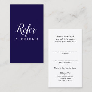 Simple elegant blue and white referral card