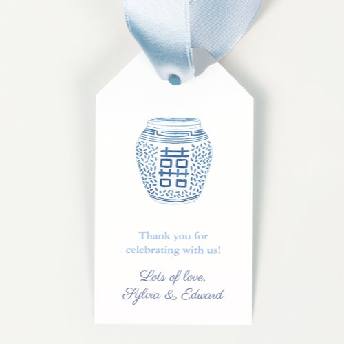 Simple Elegant Blue And White Wedding Shower Gift Tags