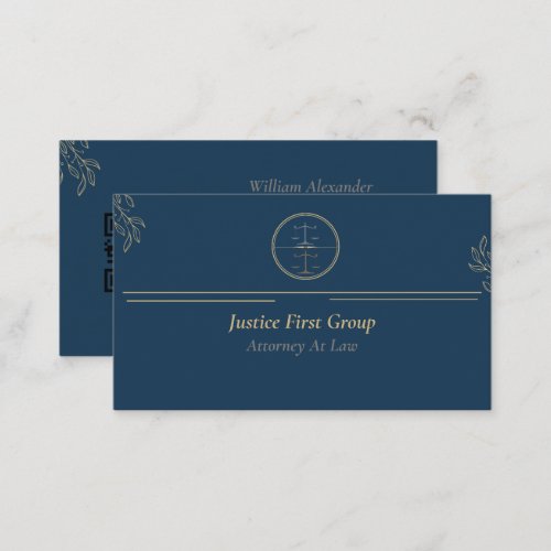 Simple elegant blue Attorney Lawyer Business Card