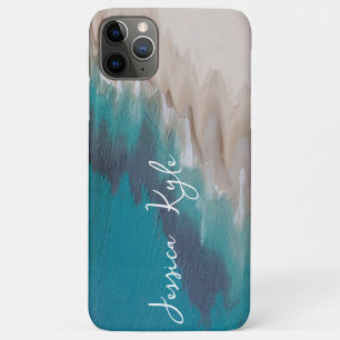 Simple Elegant Blue Beach Typography Name iPhone 11 Pro Max Case
