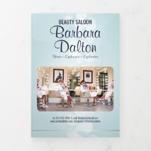 Simple Elegant Blue Bokeh Tri-Fold Card