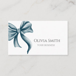 Simple Elegant Blue Bow Business Card