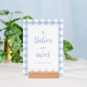 Simple Elegant Blue Gingham Babies are Sweet Treat Holder