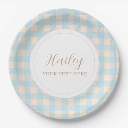Simple elegant blue gingham plaid Party