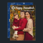 Simple Elegant Blue Gold Happy Hanukkah Photo Holiday Card<br><div class="desc">Simple Elegant Blue Gold Happy Hanukkah Photo Holiday Card</div>