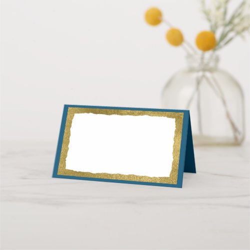 Simple Elegant Blue Gold Party Event Place Card