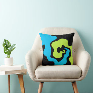 Simple elegant Blue green black Abstract shapes Throw Pillow