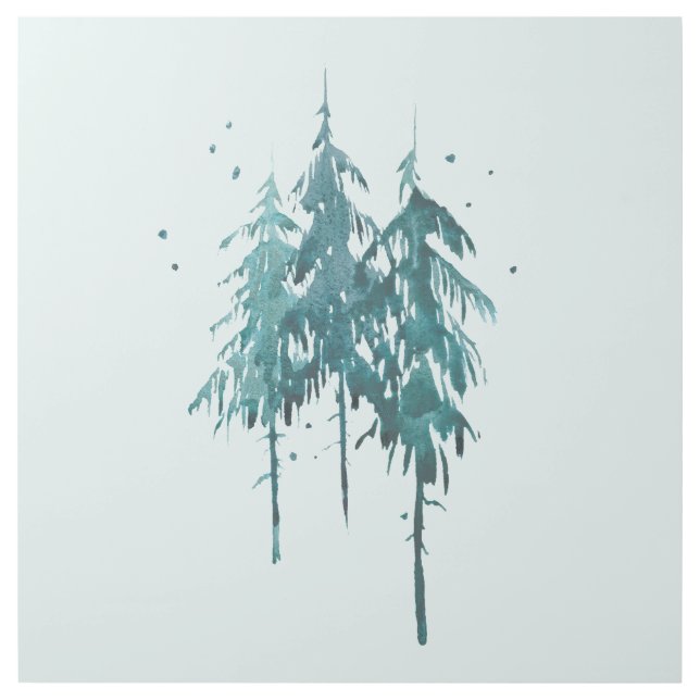 Simple Elegant Blue-Green Watercolor Pine Trees Gallery Wrap (Front)