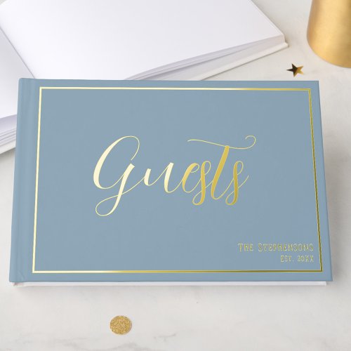Simple Elegant Blue Grey Minimalist Gold