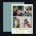 Simple Elegant Blue Happy Hanukkah photo Collage Holiday Card<br><div class="desc">Simple Elegant Blue Happy Hanukkah photo Collage</div>