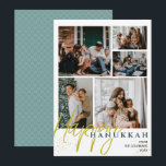 Simple Elegant Blue Happy Hanukkah photo Collage Holiday Card<br><div class="desc">Simple Elegant Blue Happy Hanukkah photo Collage</div>