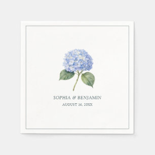 Simple Elegant Blue Hydrangea Custom Wedding Napkins