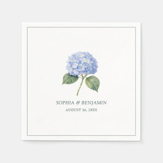 Simple Elegant Blue Hydrangea Custom Wedding Napkins