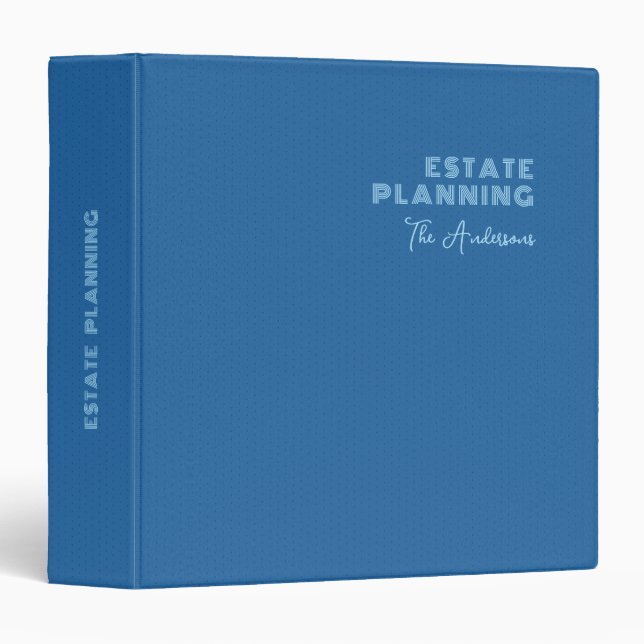 Simple Elegant Blue Leather Texture 3 Ring Binder (Front/Spine)