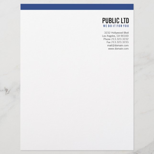 Simple Elegant Blue Letterhead (Front)