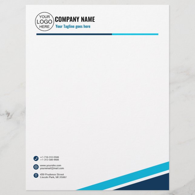 Simple elegant blue letterhead (Front)