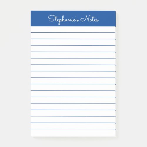 Simple Elegant Blue Lined Personalized Post_it Notes
