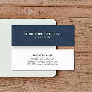 Simple Elegant Blue Linen Consultant Mini Business Card