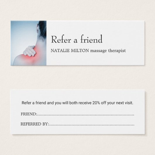 Simple Elegant Blue Massage Therapis Referral Card (Front & Back)