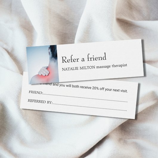 Simple Elegant Blue Massage Therapis Referral Card