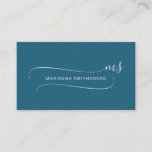 Simple Elegant Blue Minimalist Two Monogram Business Card